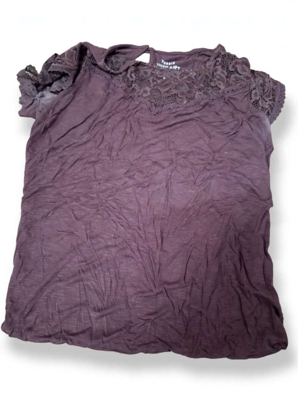 Torrid Purple Lace-Trim Top Size 1X